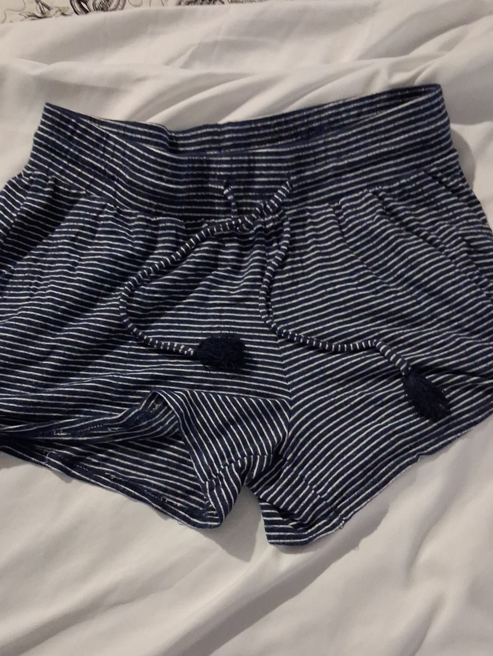 stars above Navy and White Striped High Waist Lounge Shorts
